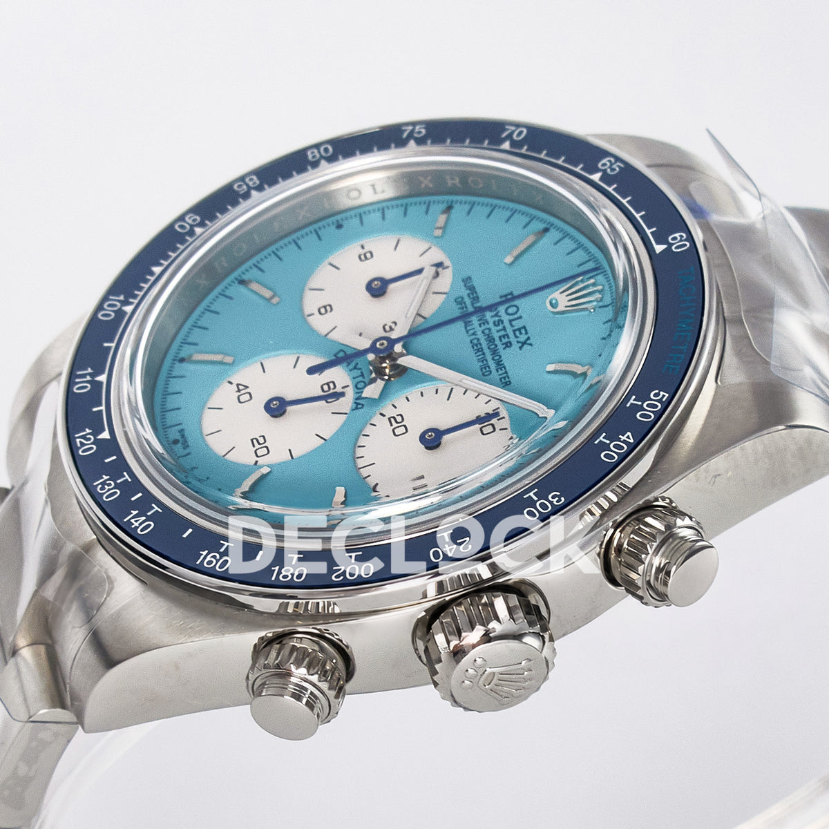 Rolex Daytona Custom Scona Blue ADGF SA4130 replica - crown side front