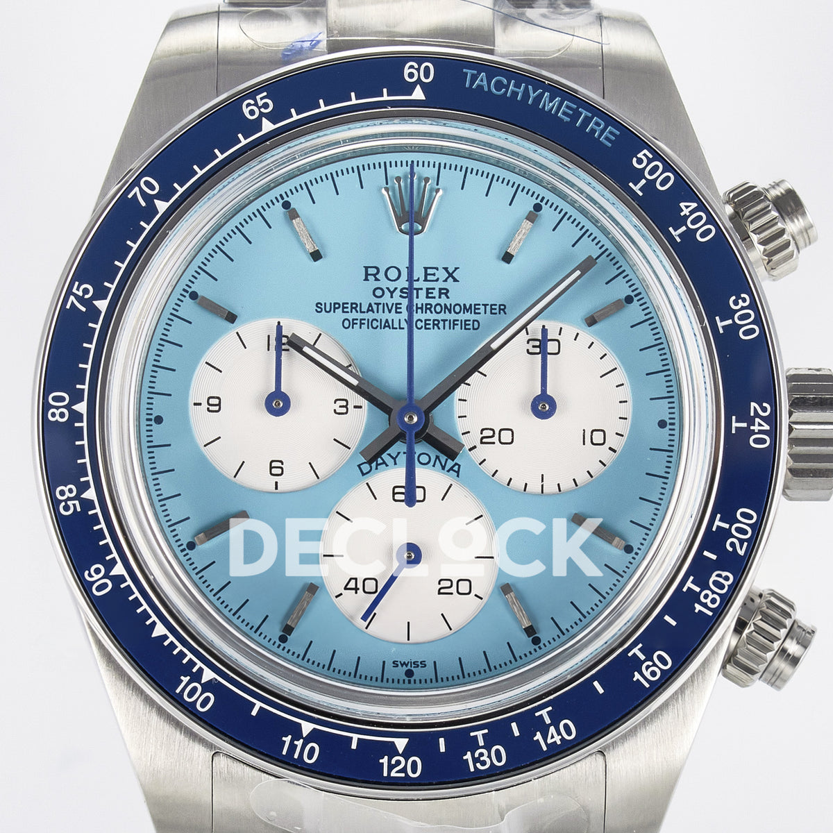 Rolex Daytona Custom Scona Blue ADGF SA4130 replica - dial close up
