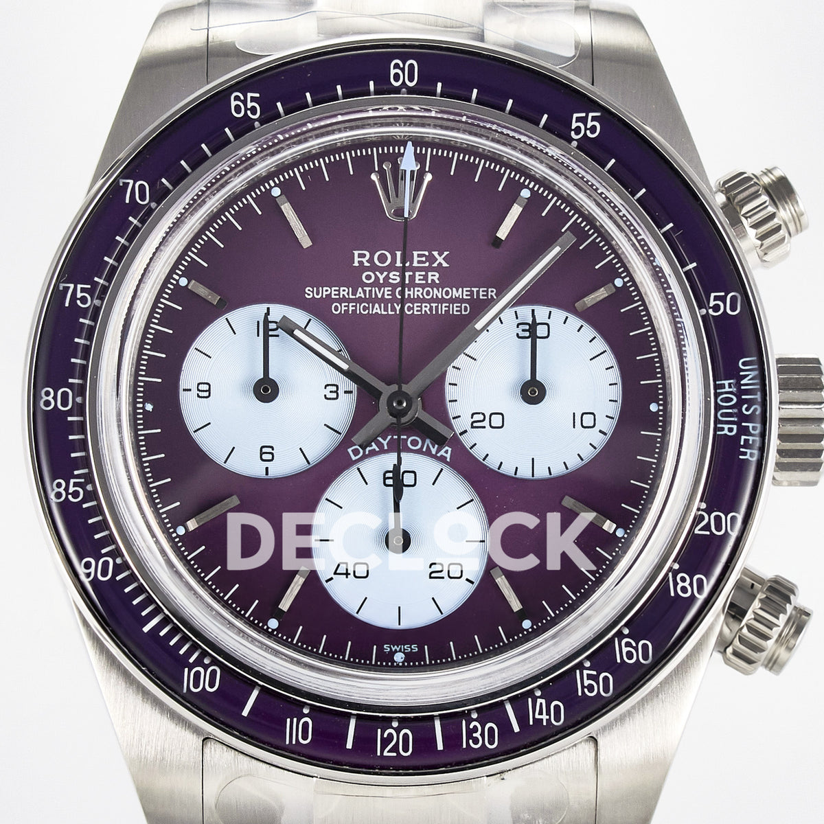 Rolex Daytona Custom Scona Purple ADGF SA4130 replica - dial close up