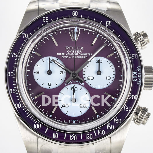 Rolex Daytona Custom Scona Purple ADGF SA4130 replica - dial close up