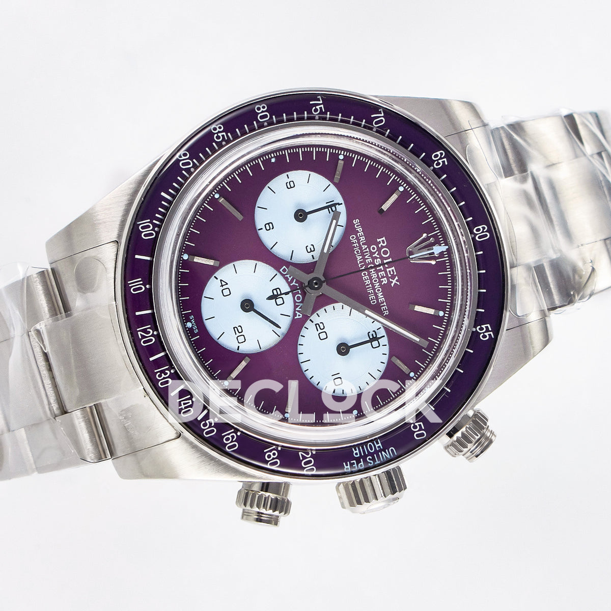Rolex Daytona Custom Scona Purple ADGF SA4130 replica - rotated front