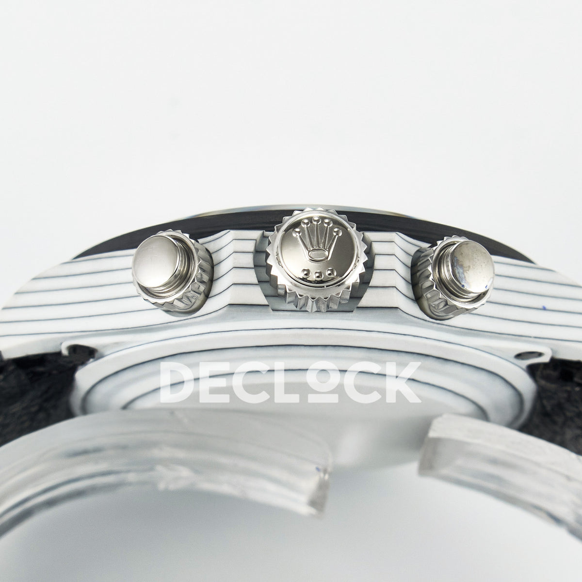 Rolex Daytona Custom White Carbon Black Dial Black Strap N6F A4130 replica - crown side