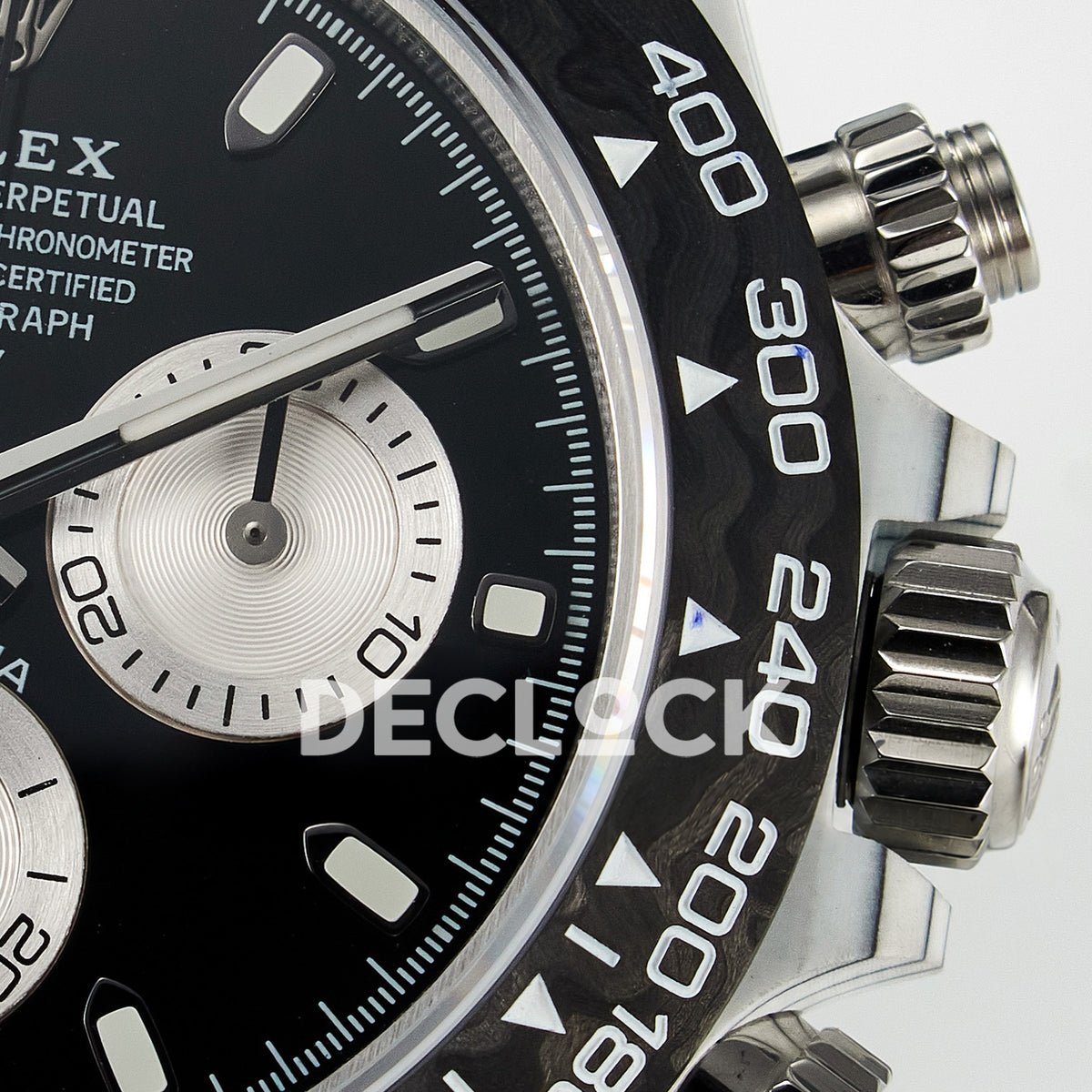 Rolex Daytona Custom White Carbon Black Dial Black Strap N6F A4130 replica - dial right
