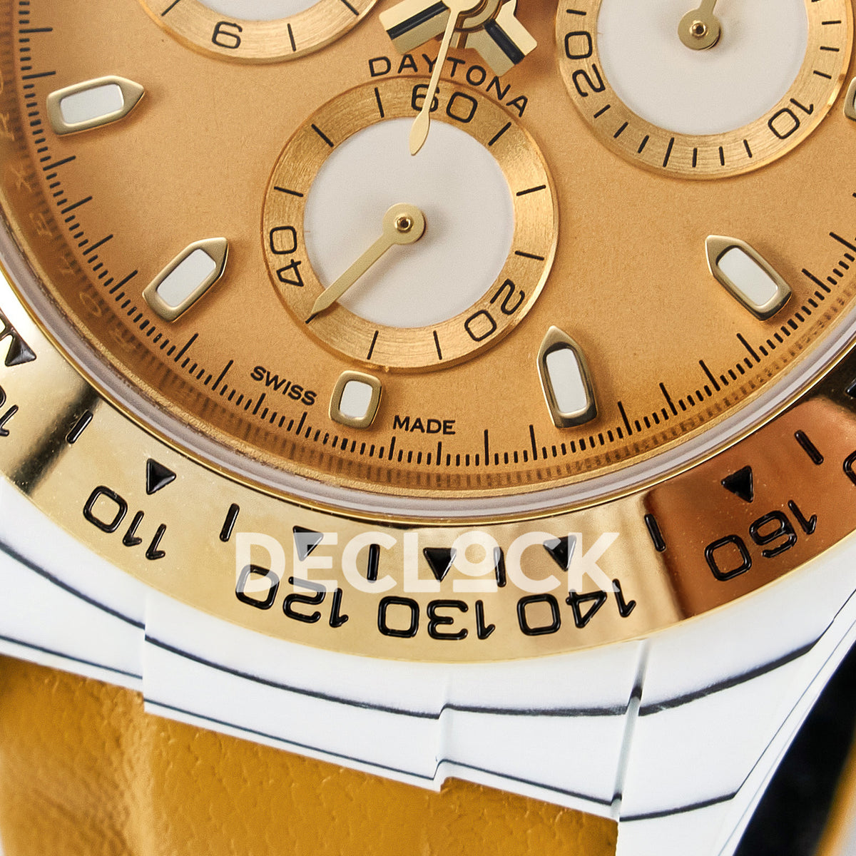 Rolex Daytona Custom White Carbon Gold DIWF A7750 replica - bezel close up