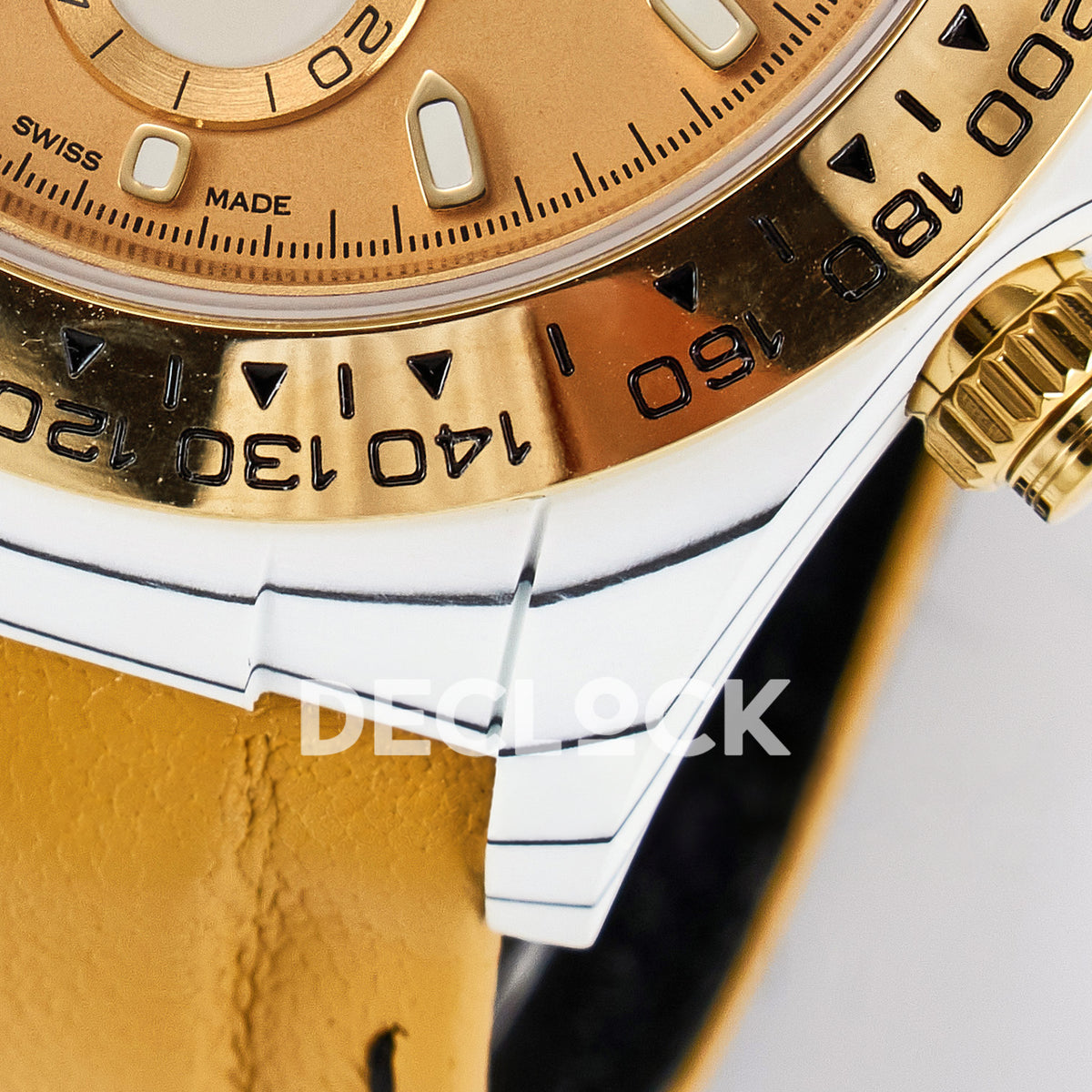 Rolex Daytona Custom White Carbon Gold DIWF A7750 replica - case lug