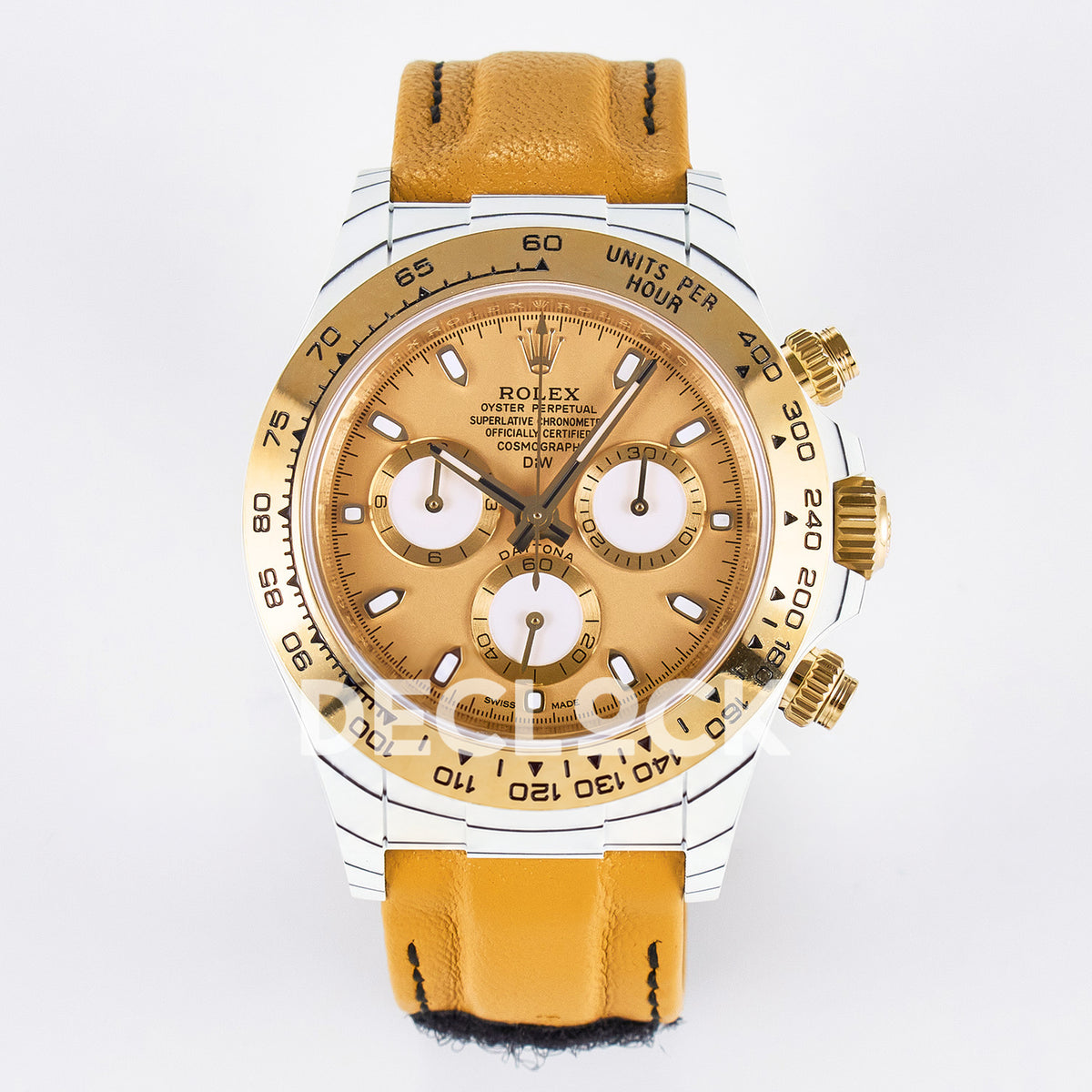 Rolex Daytona Custom White Carbon Gold DIWF A7750 replica - front