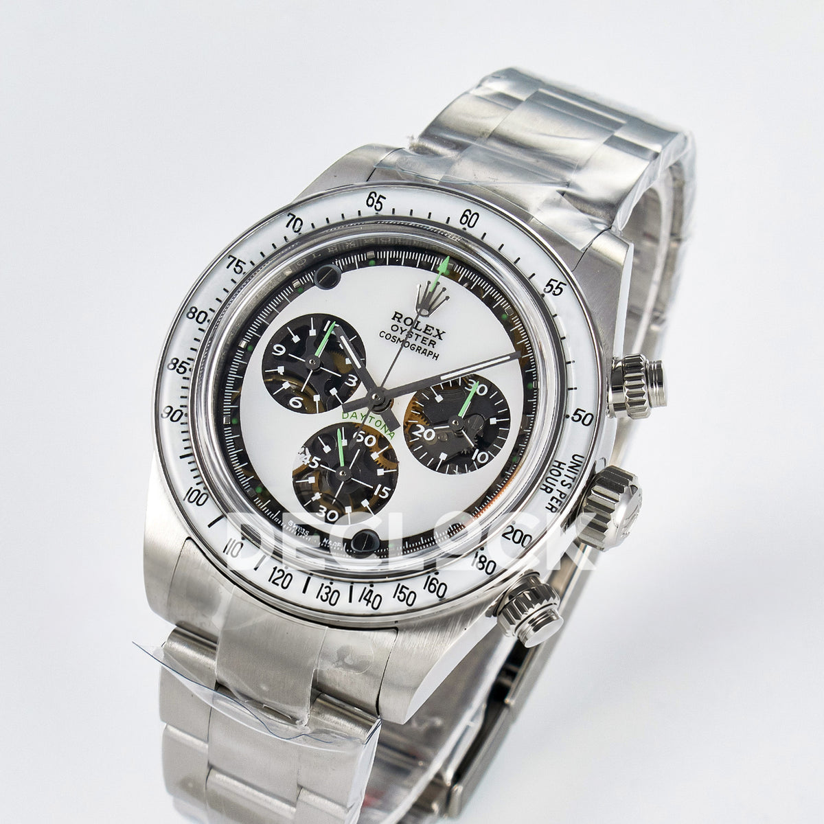 Rolex Daytona Custom White Skeleton ADGF SA4130 replica - angled front