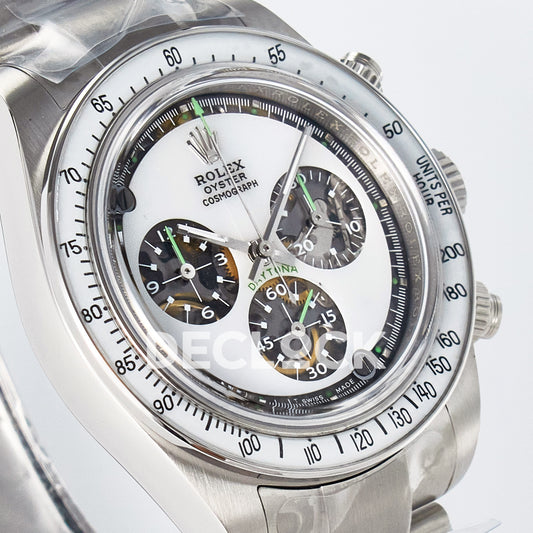 Rolex Daytona Custom White Skeleton ADGF SA4130 replica - angled right