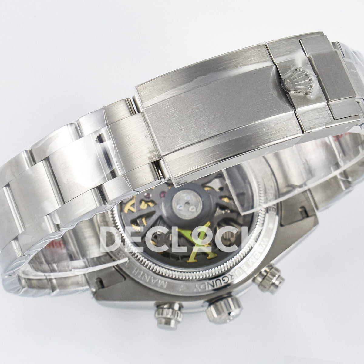 Rolex Daytona Custom White Skeleton ADGF SA4130 replica - bracelet caseback