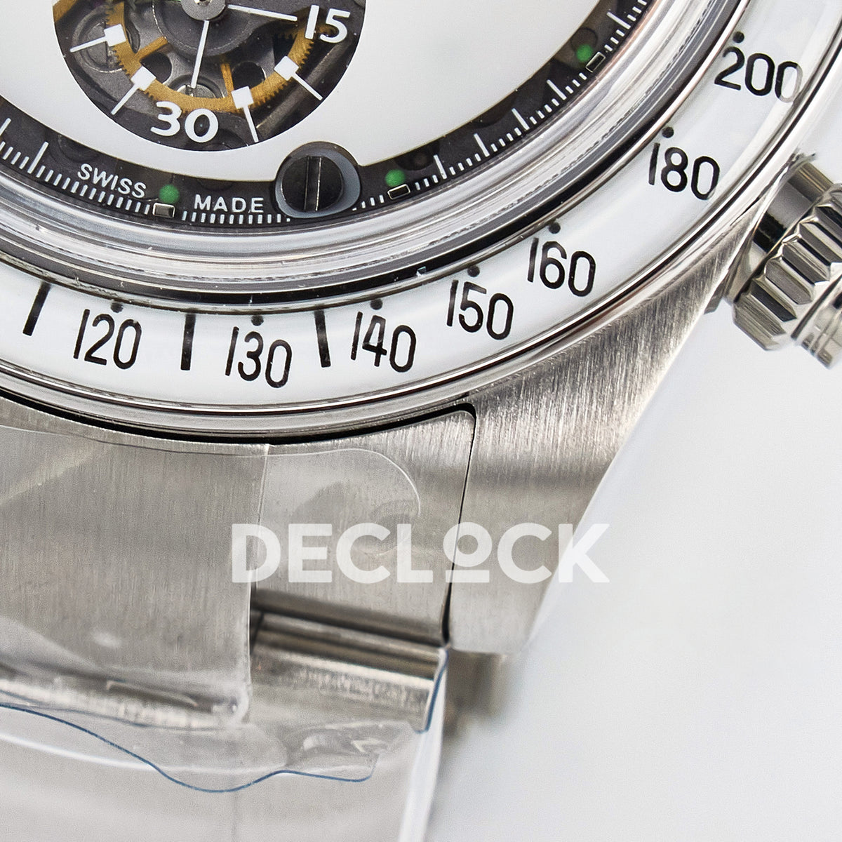 Rolex Daytona Custom White Skeleton ADGF SA4130 replica - bracelet lug