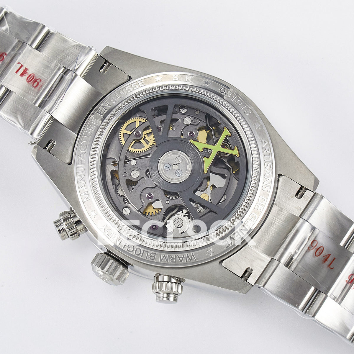 Rolex Daytona Custom White Skeleton ADGF SA4130 replica - caseback