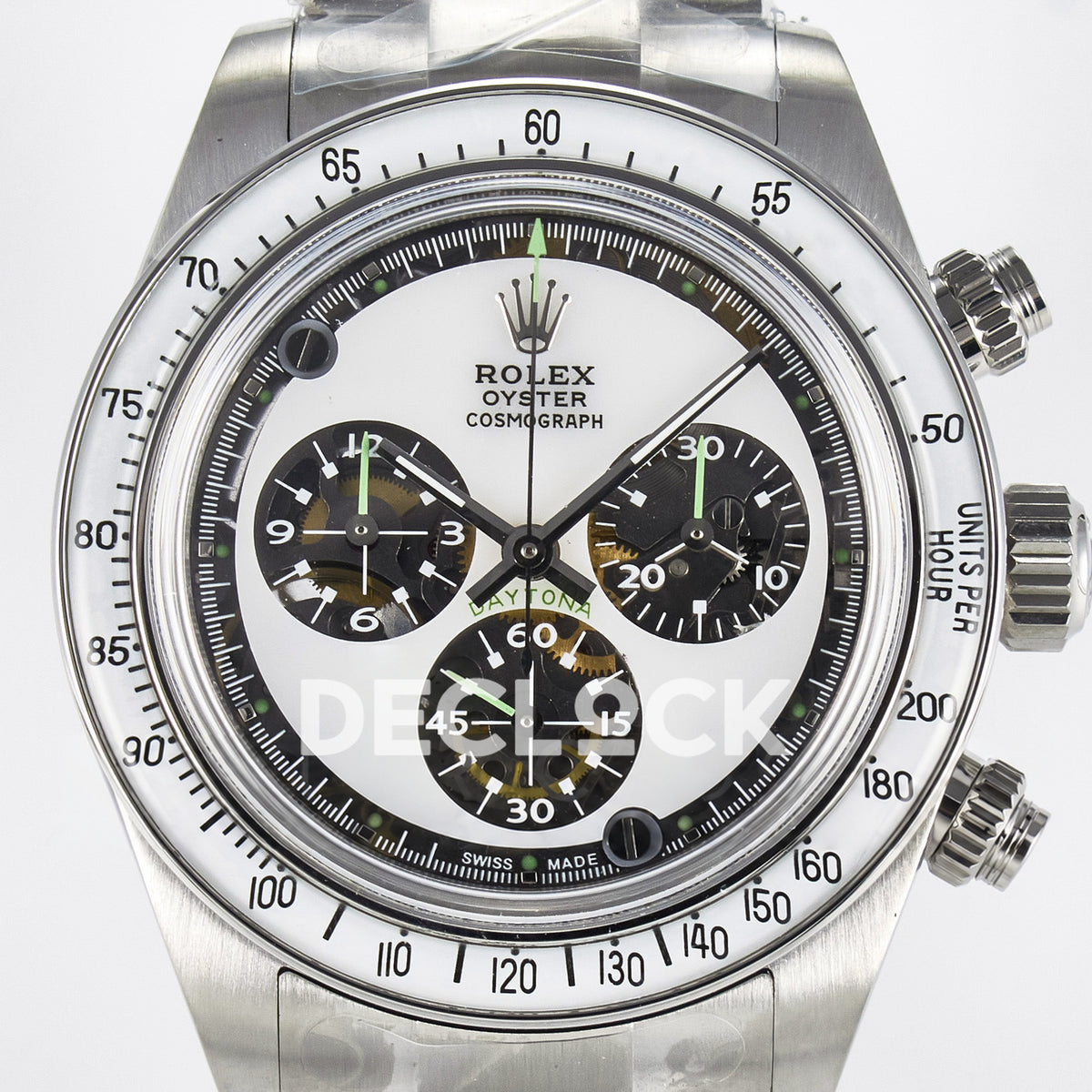 Rolex Daytona Custom White Skeleton ADGF SA4130 replica - dial close up