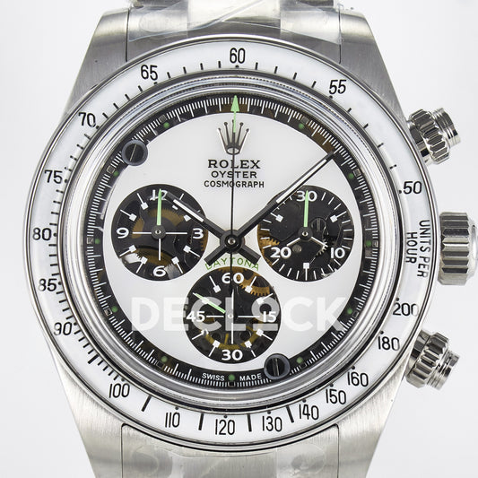 Rolex Daytona Custom White Skeleton ADGF SA4130 replica - dial close up