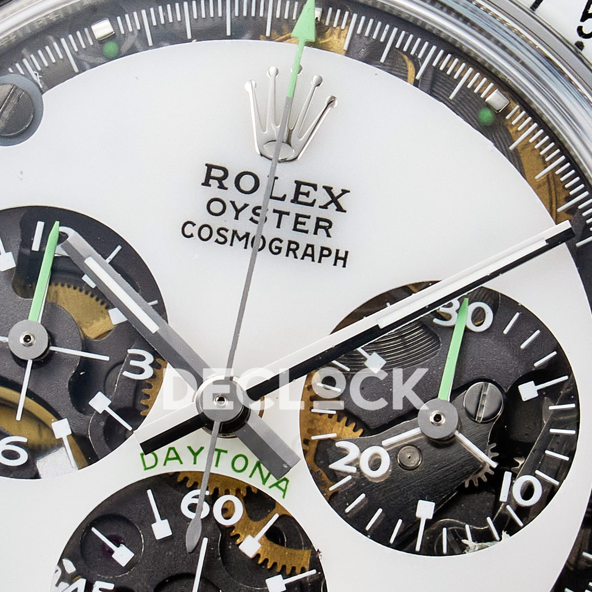 Rolex Daytona Custom White Skeleton ADGF SA4130 replica - dial logo