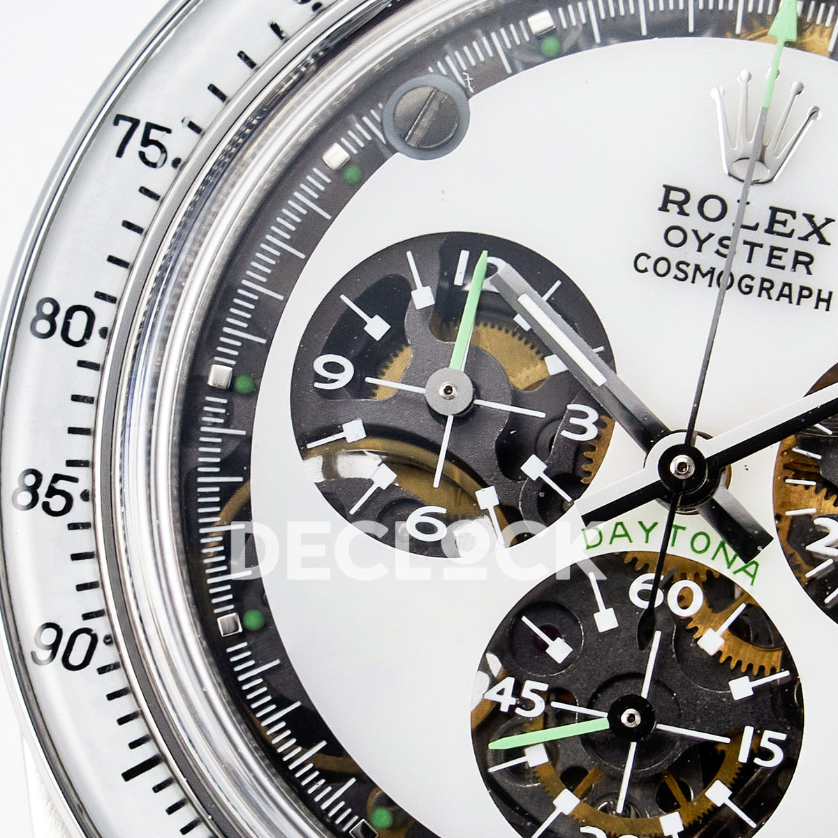 Rolex Daytona Custom White Skeleton ADGF SA4130 replica - left subdial