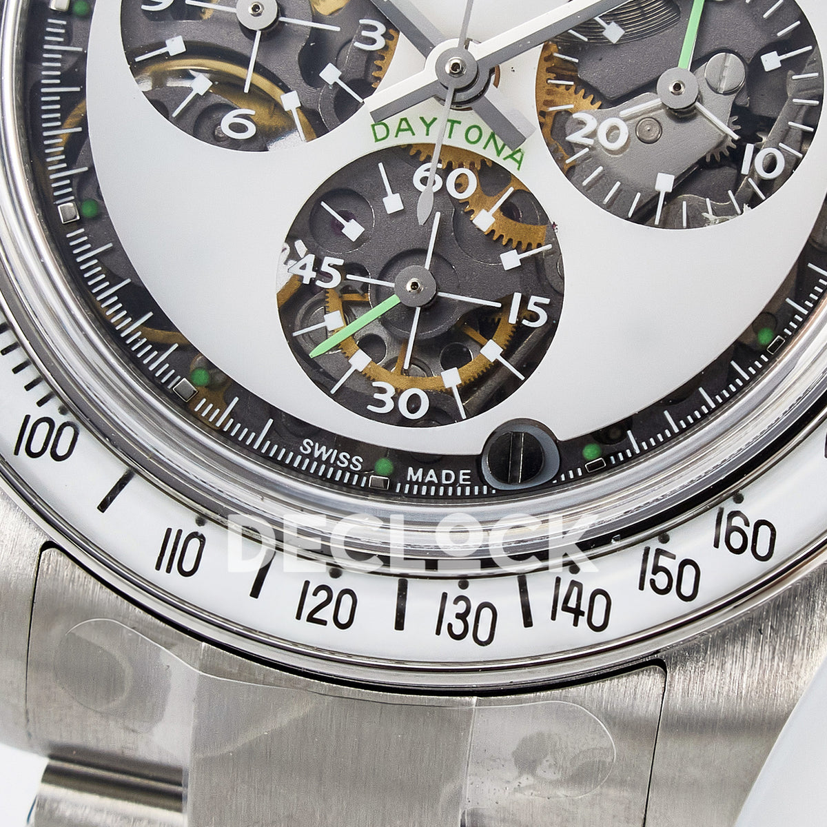 Rolex Daytona Custom White Skeleton ADGF SA4130 replica - lower subdial