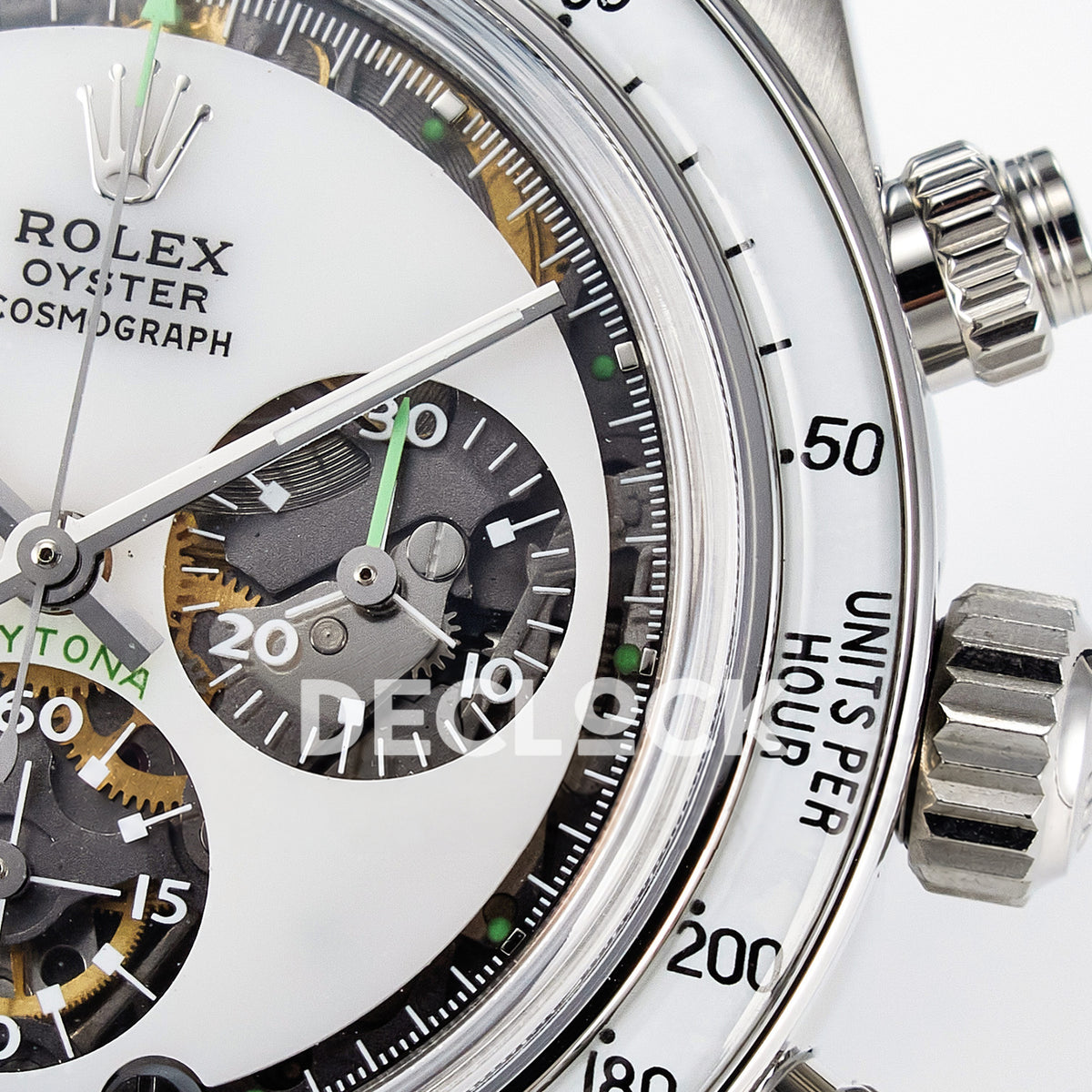 Rolex Daytona Custom White Skeleton ADGF SA4130 replica - right subdial