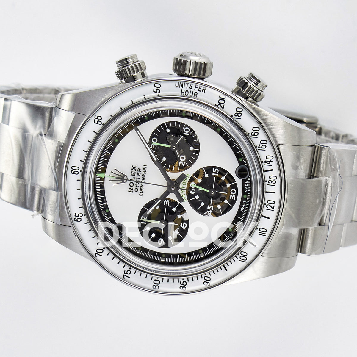 Rolex Daytona Custom White Skeleton ADGF SA4130 replica - rotated dial