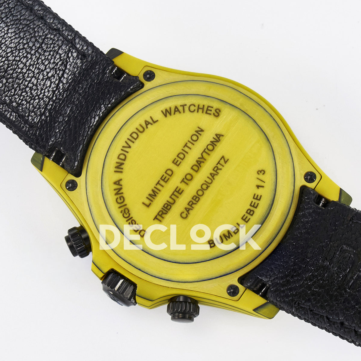 Rolex Daytona Custom Yellow Carbon Yellow Dial Black Strap DIWF A7750 replica - caseback