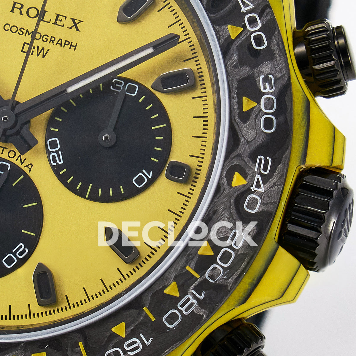 Rolex Daytona Custom Yellow Carbon Yellow Dial Black Strap DIWF A7750 replica - dial right