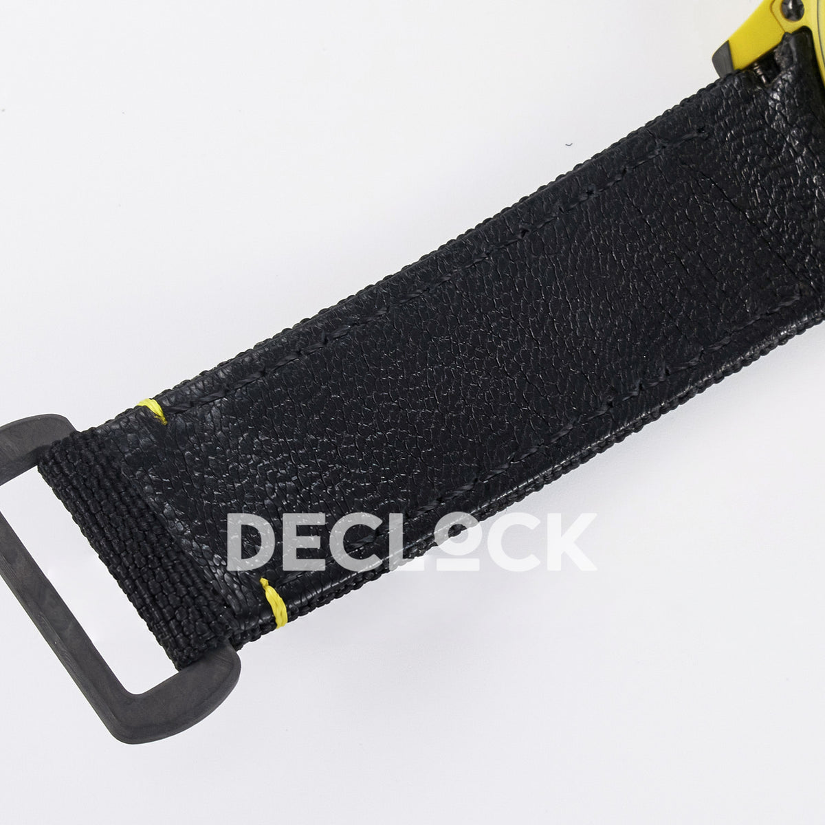 Rolex Daytona Custom Yellow Carbon Yellow Dial Black Strap DIWF A7750 replica - strap lining detail