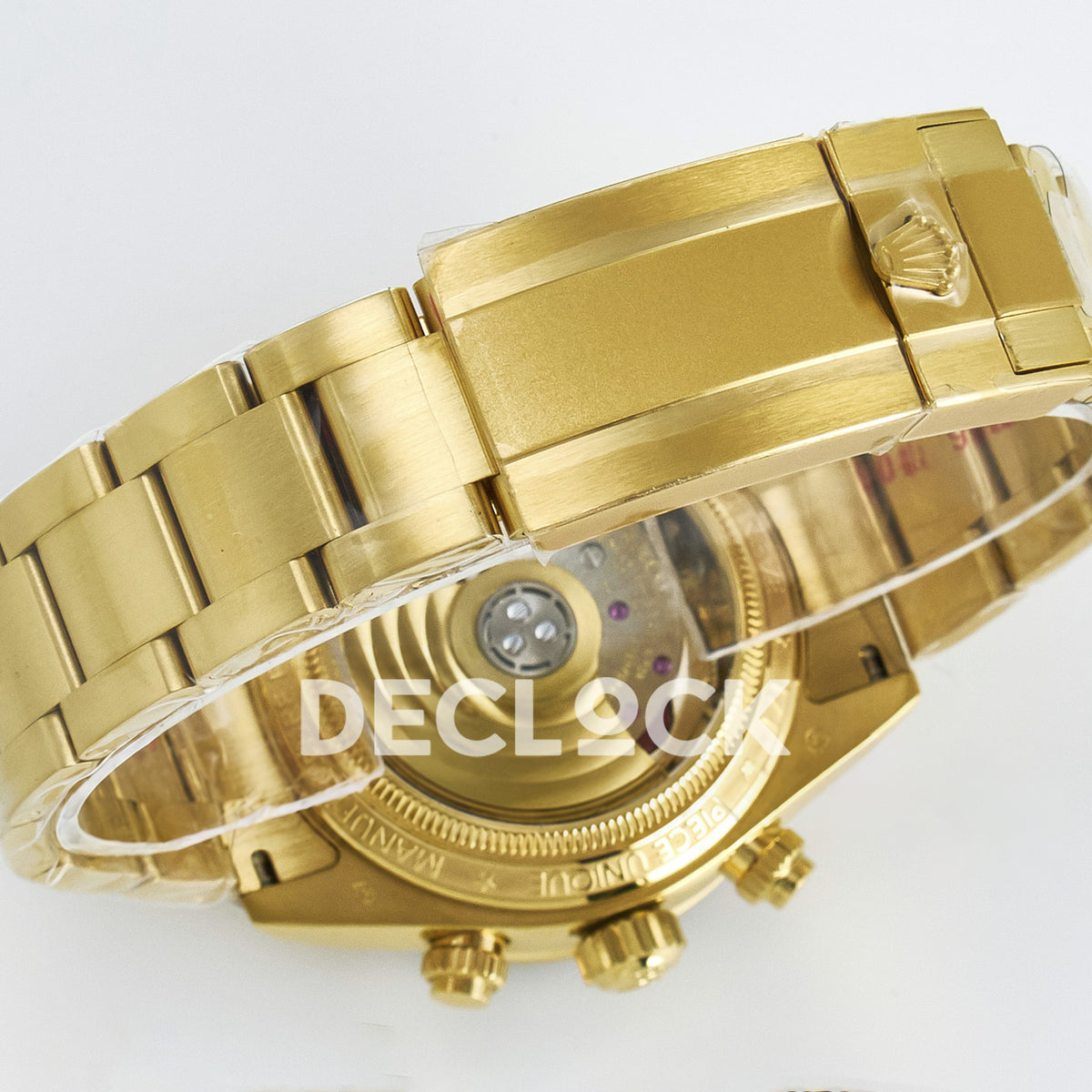 Rolex Daytona Custom Yellow Gold Green Dial ADGF A7750 replica - bracelet caseback