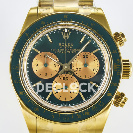 Rolex Daytona Custom Yellow Gold Green Dial ADGF A7750 replica - dial close up