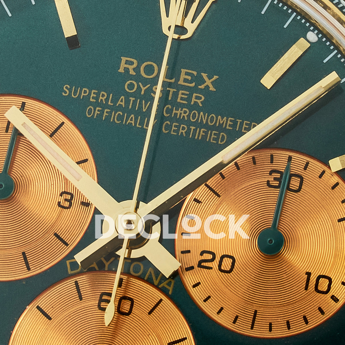 Rolex Daytona Custom Yellow Gold Green Dial ADGF A7750 replica - dial logo