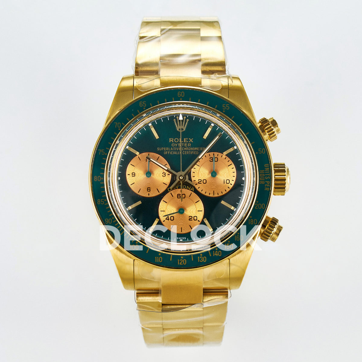 Rolex Daytona Custom Yellow Gold Green Dial ADGF A7750 replica - front