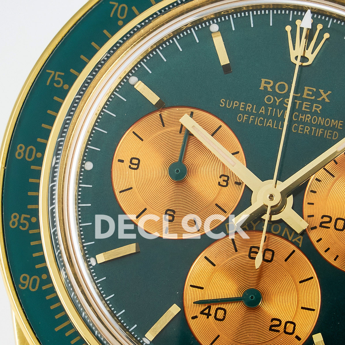 Rolex Daytona Custom Yellow Gold Green Dial ADGF A7750 replica - left subdial