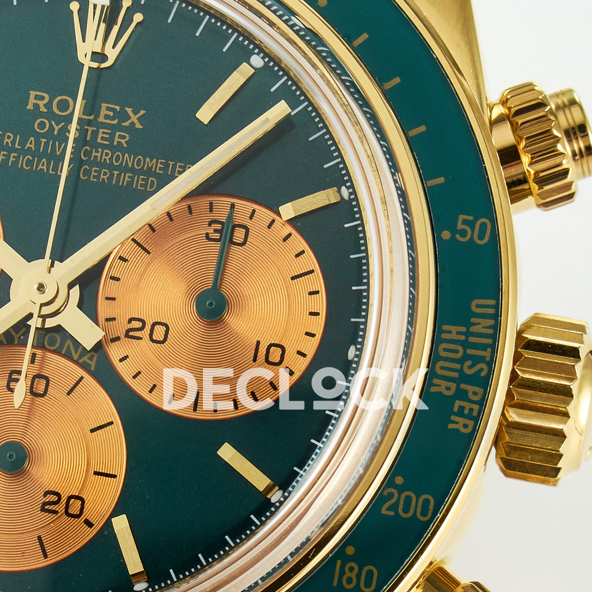 Rolex Daytona Custom Yellow Gold Green Dial ADGF A7750 replica - right subdial