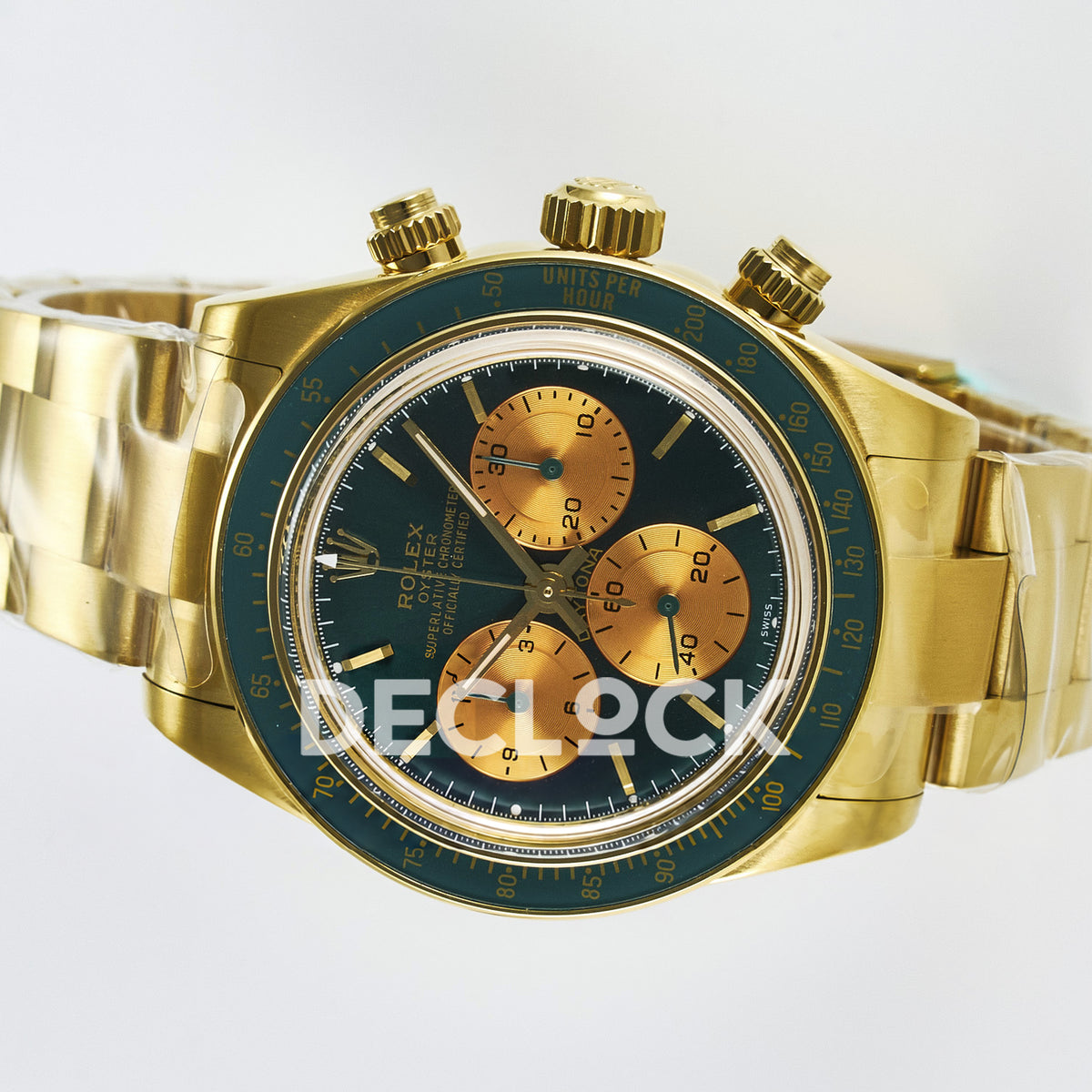 Rolex Daytona Custom Yellow Gold Green Dial ADGF A7750 replica - rotated dial