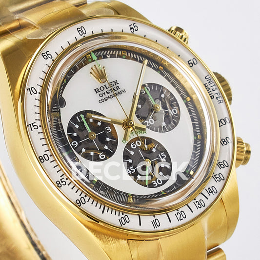Rolex Daytona Custom Yellow Gold White Dial ADGF A7750 replica - angled right
