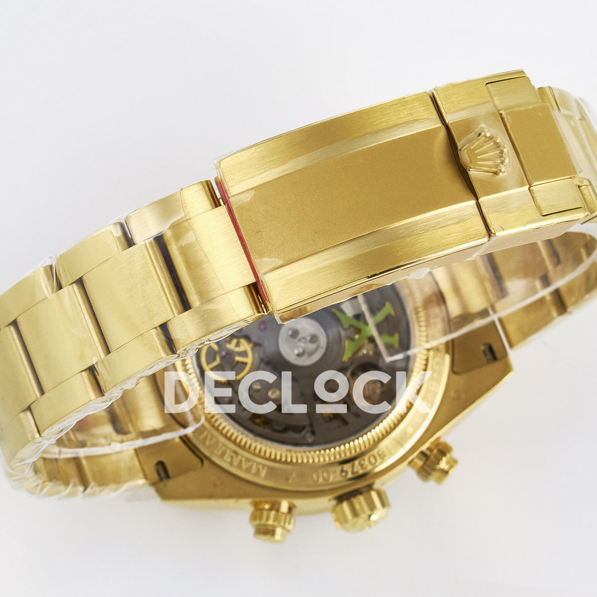 Rolex Daytona Custom Yellow Gold White Dial ADGF A7750 replica - bracelet caseback