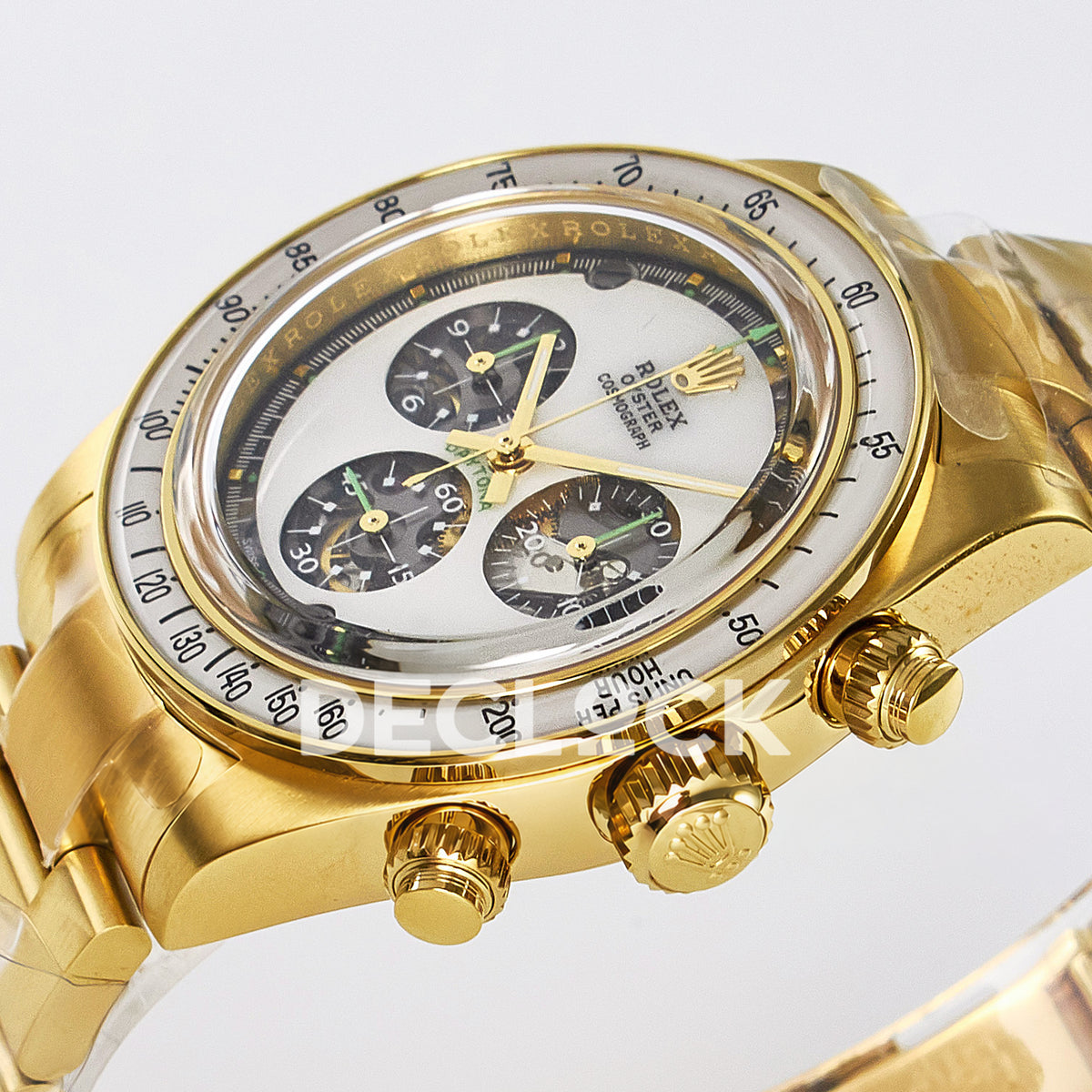 Rolex Daytona Custom Yellow Gold White Dial ADGF A7750 replica - crown side front