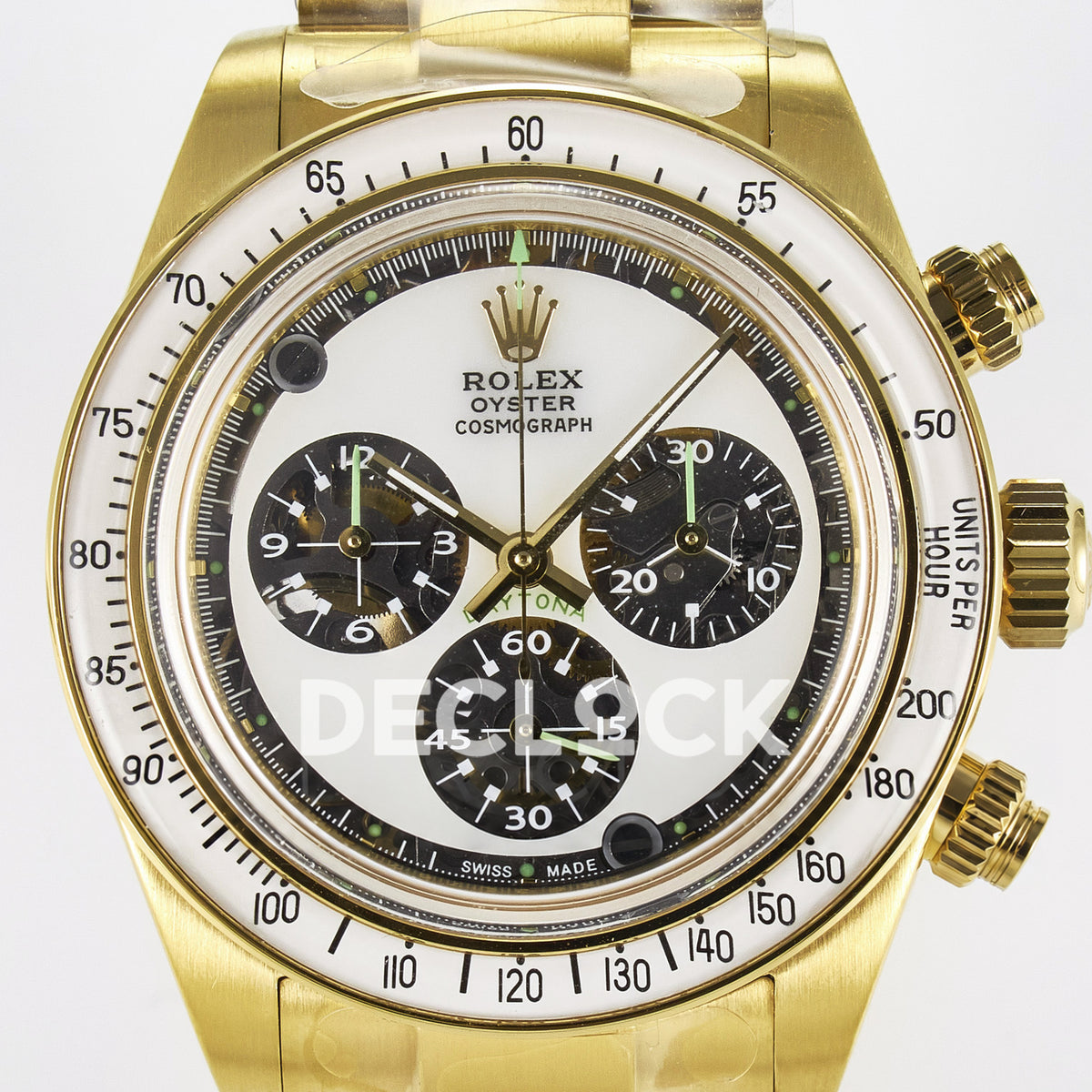 Rolex Daytona Custom Yellow Gold White Dial ADGF A7750 replica - dial close up