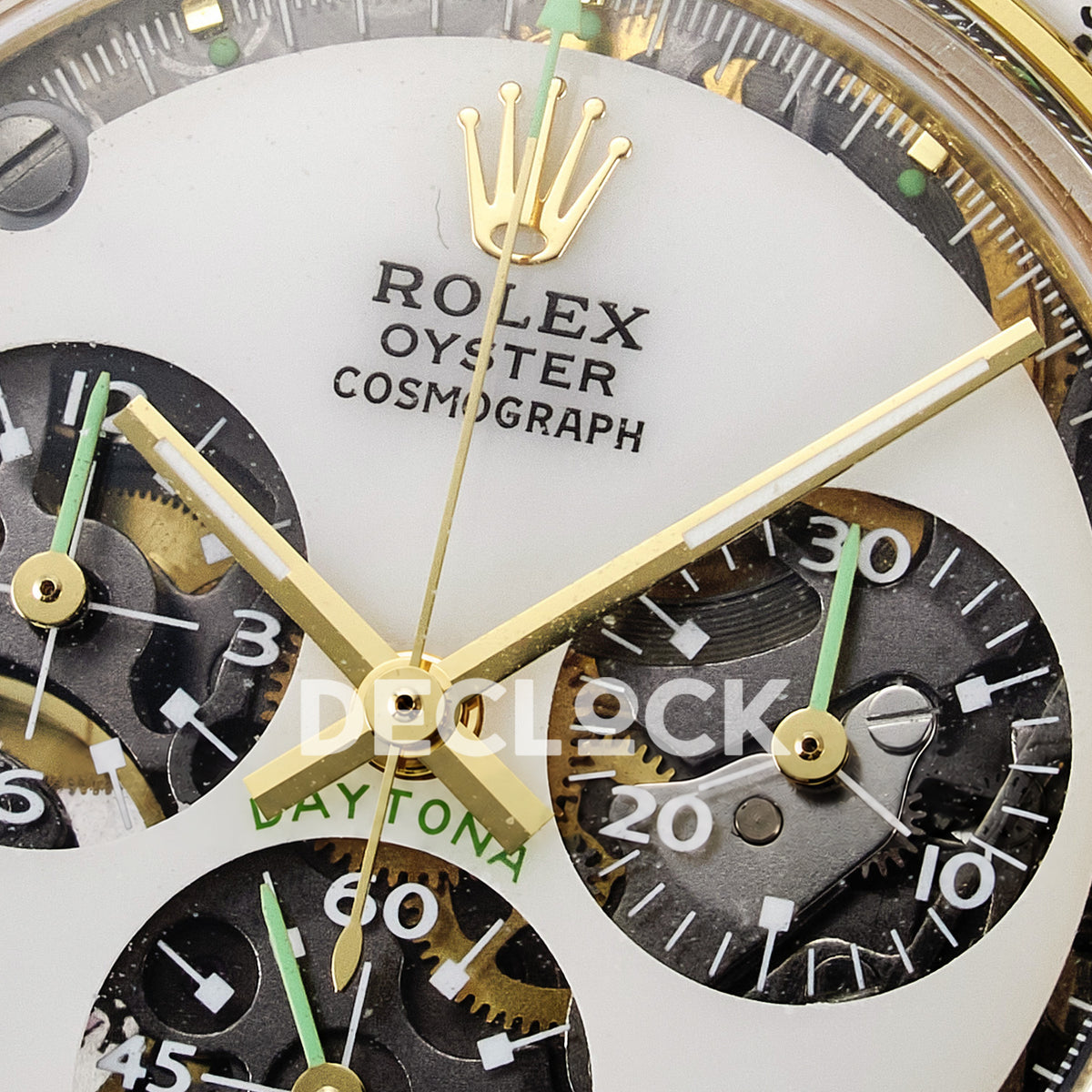 Rolex Daytona Custom Yellow Gold White Dial ADGF A7750 replica - dial logo
