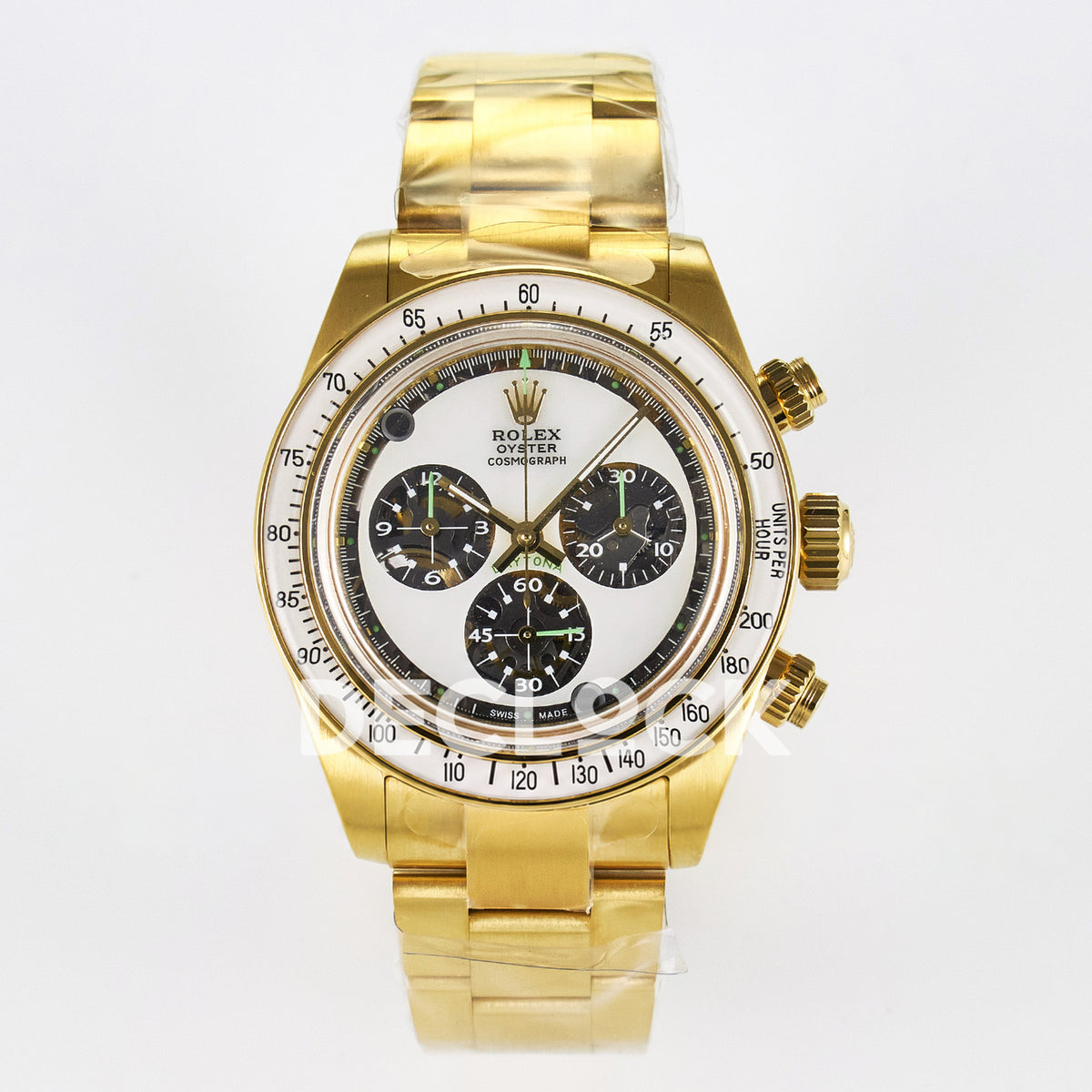 Rolex Daytona Custom Yellow Gold White Dial ADGF A7750 replica - front