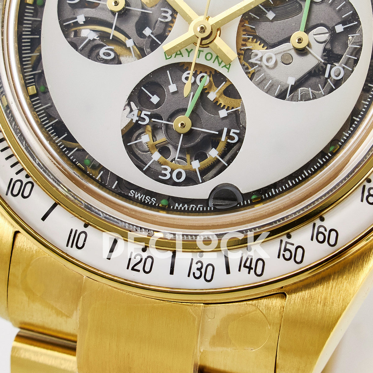 Rolex Daytona Custom Yellow Gold White Dial ADGF A7750 replica - lower subdial