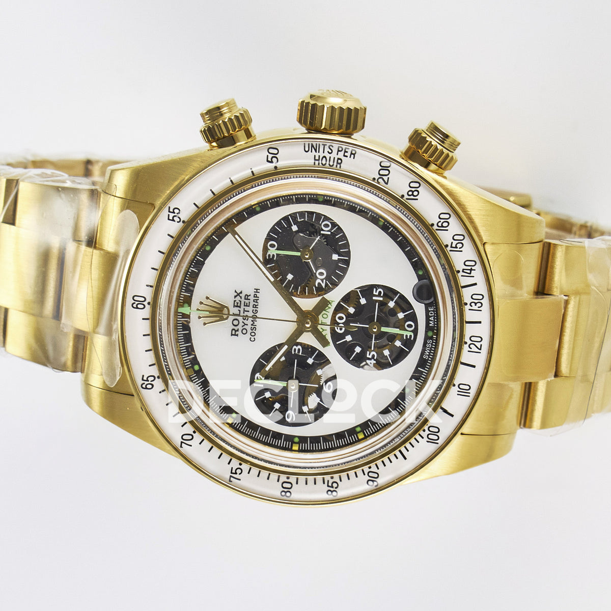 Rolex Daytona Custom Yellow Gold White Dial ADGF A7750 replica - rotated dial