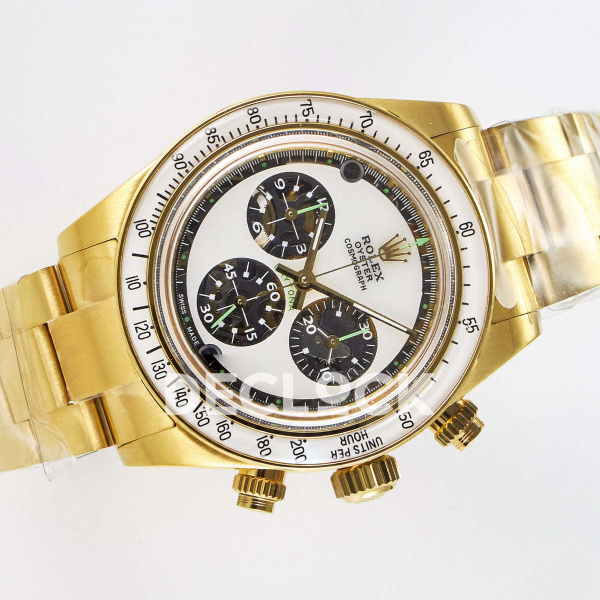 Rolex Daytona Custom Yellow Gold White Dial ADGF A7750 replica - rotated front