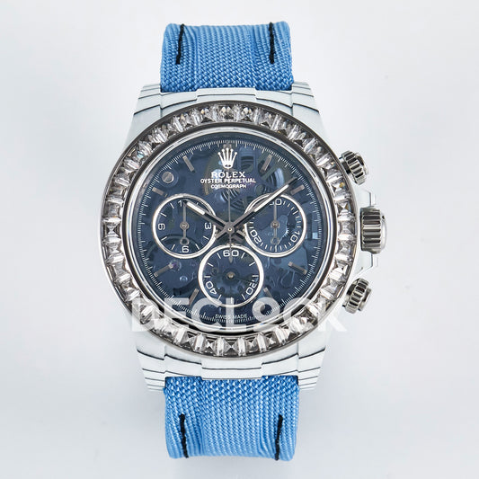 Rolex Daytona Custom ZIF Remould White Carbon Blue Skeleton Clear Bezel GETF DD4802 replica - front