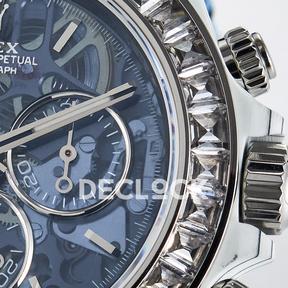 Rolex Daytona Custom ZIF Remould White Carbon Blue Skeleton Clear Bezel GETF DD4802 replica - right subdial