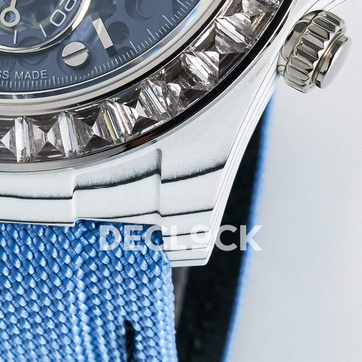 Rolex Daytona Custom ZIF Remould White Carbon Blue Skeleton Clear Bezel GETF DD4802 replica - strap lug