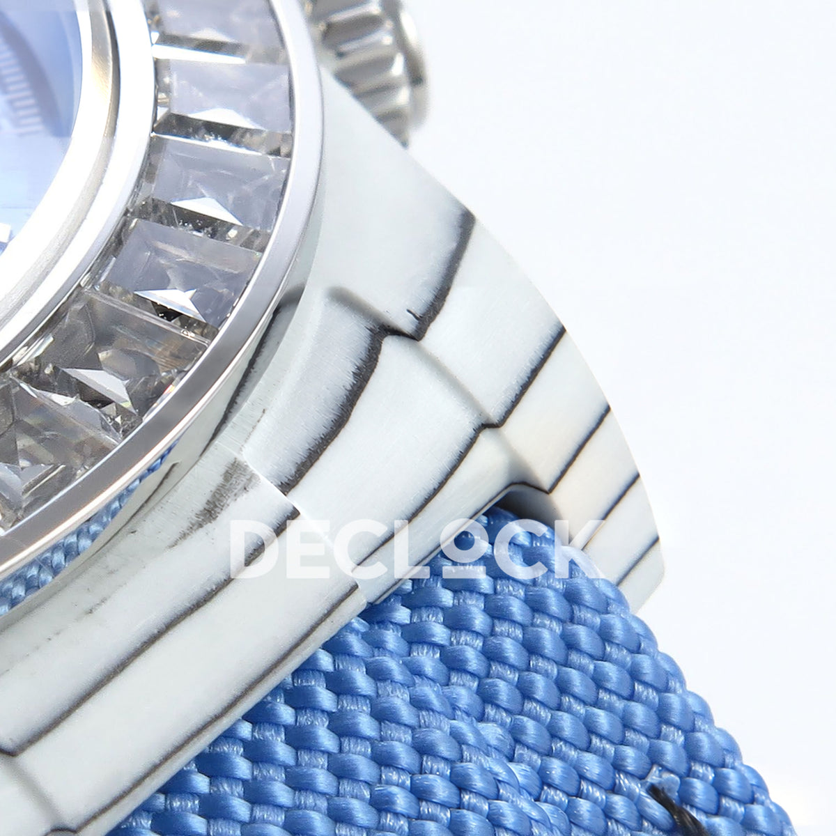 Rolex Daytona Custom ZIF Remould White Carbon Blue Skeleton Clear Bezel SONIC SA4130 replica - lug strap detail