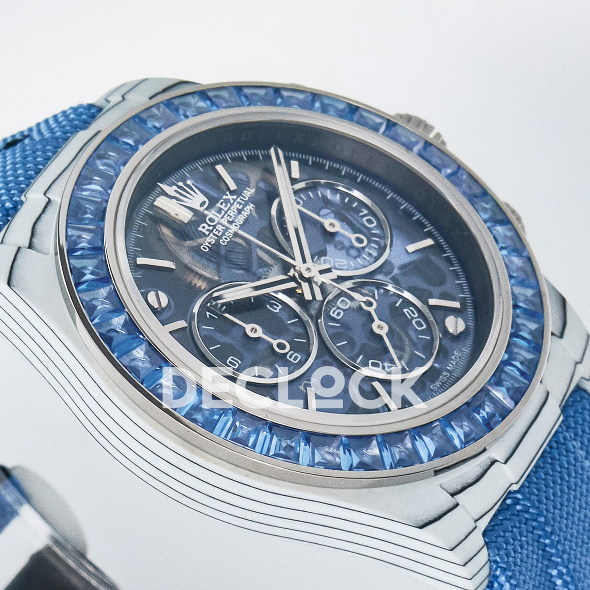 Rolex Daytona Custom ZIF Remould White Carbon Blue Skeleton GETF DD4802 replica - angled left