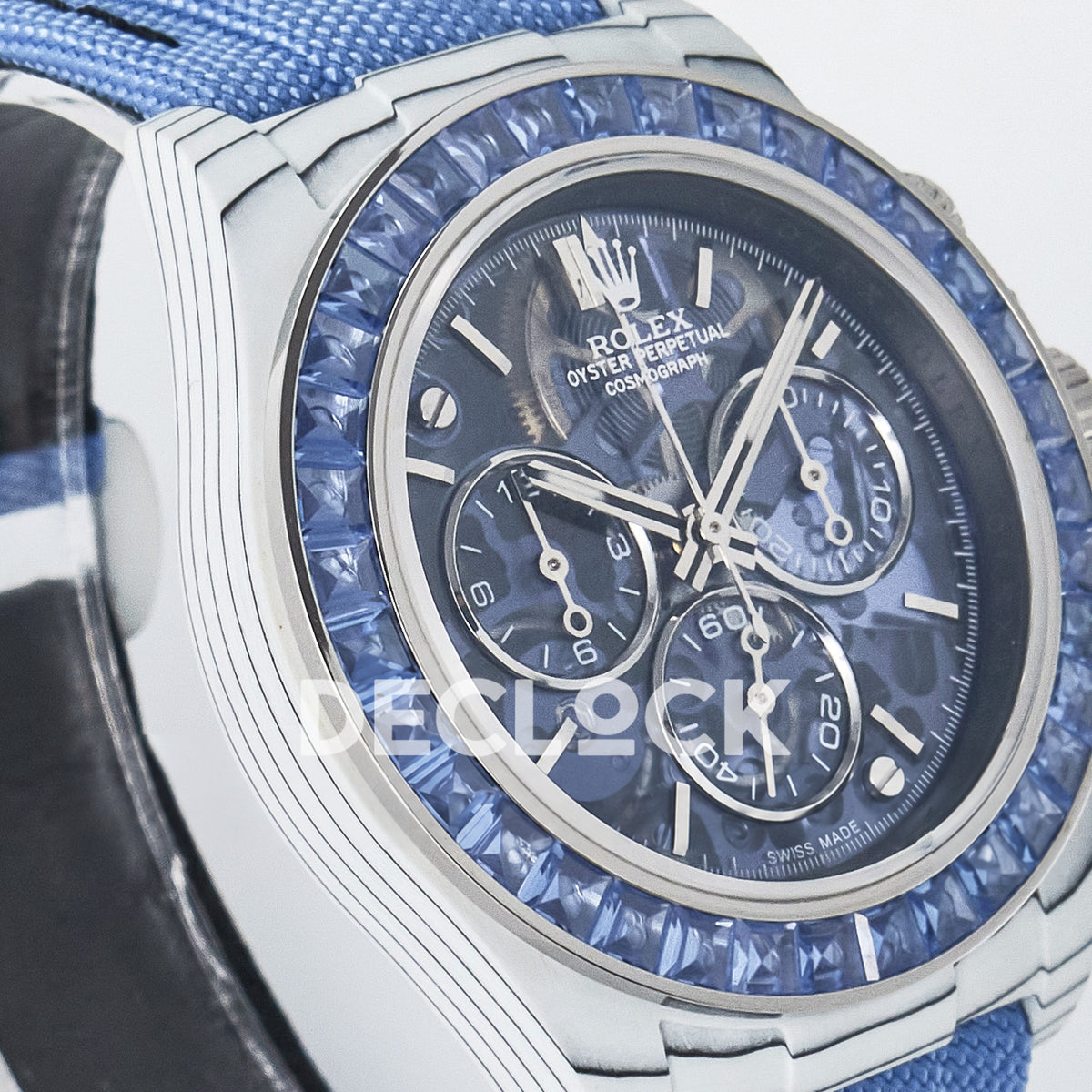Rolex Daytona Custom ZIF Remould White Carbon Blue Skeleton GETF DD4802 replica - angled right