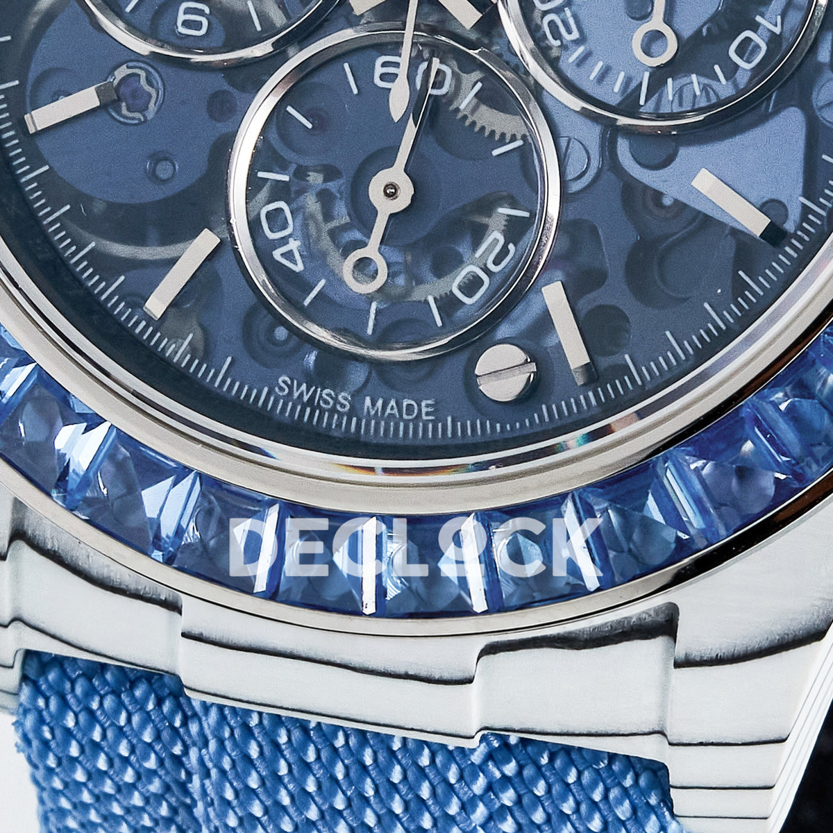 Rolex Daytona Custom ZIF Remould White Carbon Blue Skeleton GETF DD4802 replica - blue stone bezel