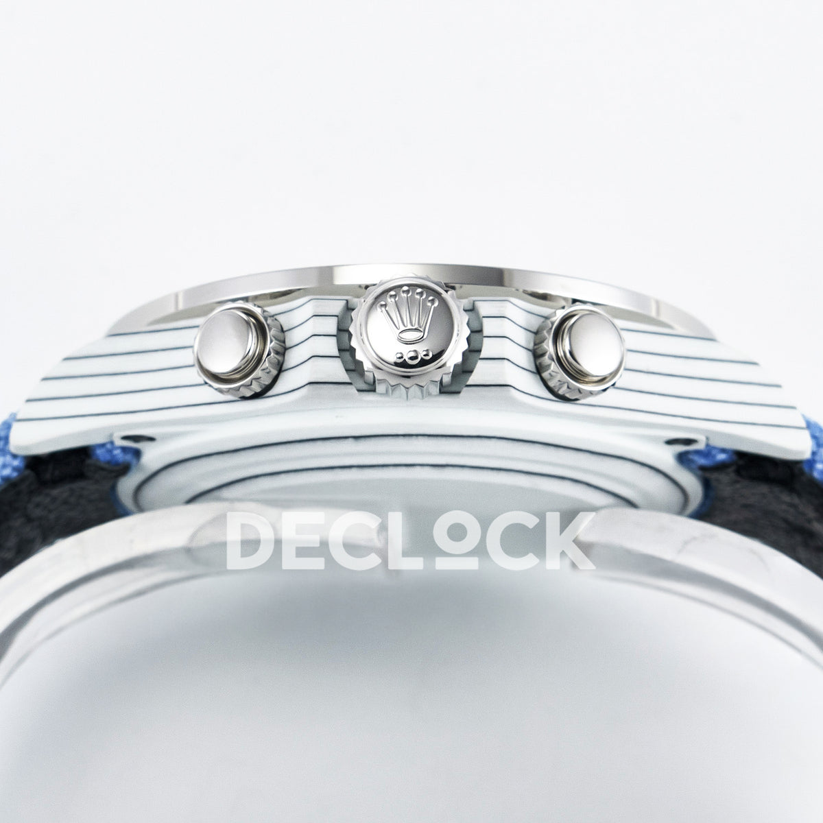 Rolex Daytona Custom ZIF Remould White Carbon Blue Skeleton GETF DD4802 replica - crown side