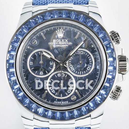 Rolex Daytona Custom ZIF Remould White Carbon Blue Skeleton GETF DD4802 replica - dial close up
